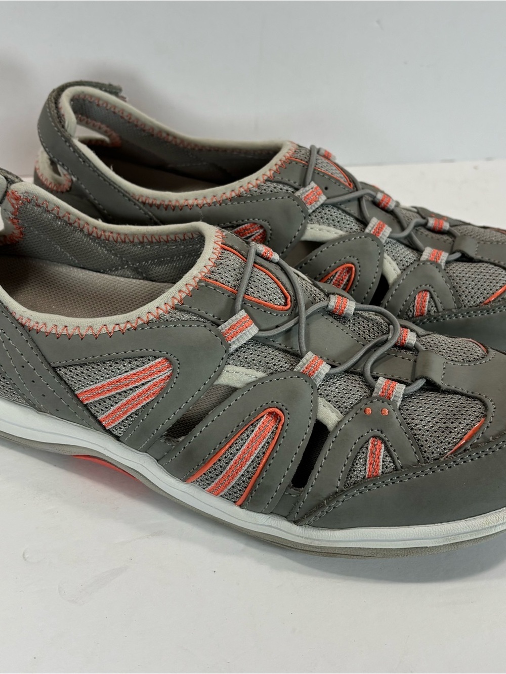 RYKA Women's Hula Grey Mesh/Leather Fisherman Walking Sandals Shoes Size 8.5
